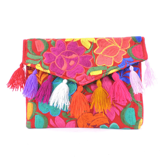 Handmade Boho Crossbody Purse Tassel Embroidered - Picture 2 of 4